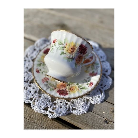 Paragon Autumn Glory Teacup Saucer MCM Bone China - Picture 1 of 14